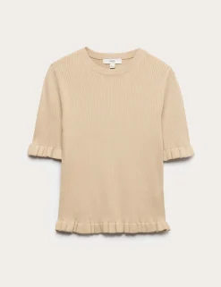 Ribbed Frill Detail Knitted Top