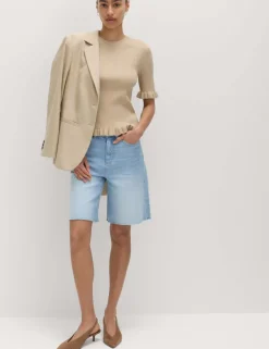 Ribbed Frill Detail Knitted Top