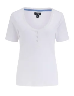 Ribbed Henley T-Shirt & Seersucker Trouser Pyjama Set