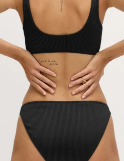 Ribbed High Leg Bikini Bottoms