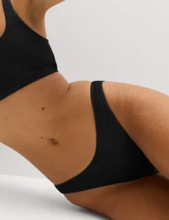 Ribbed High Leg Bikini Bottoms