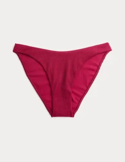 Ribbed High Leg Bikini Bottoms