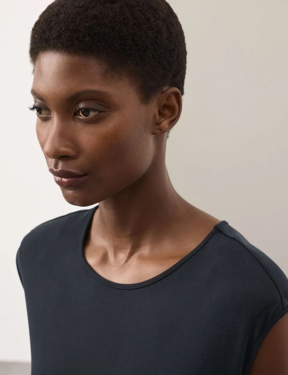 Ribbed Jersey Shoulder Pad Midaxi Dress