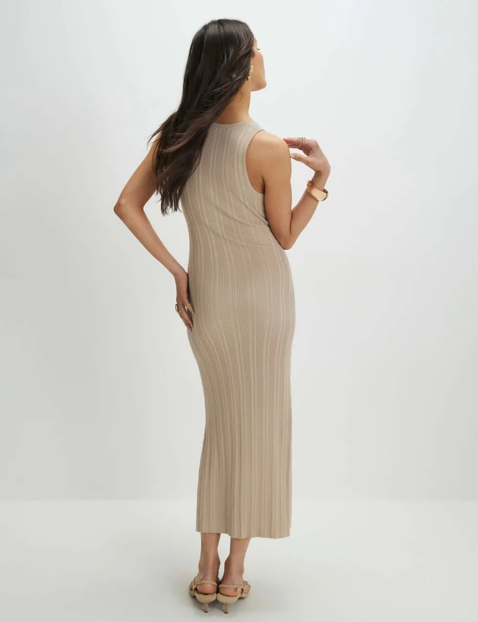 Ribbed Knitted Bodycon Midi Dress
