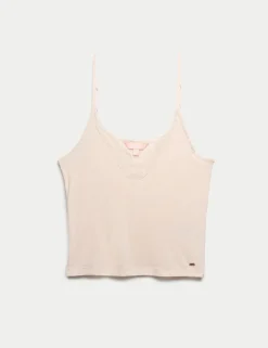 Ribbed Lace Trim Cami Top with Wool
