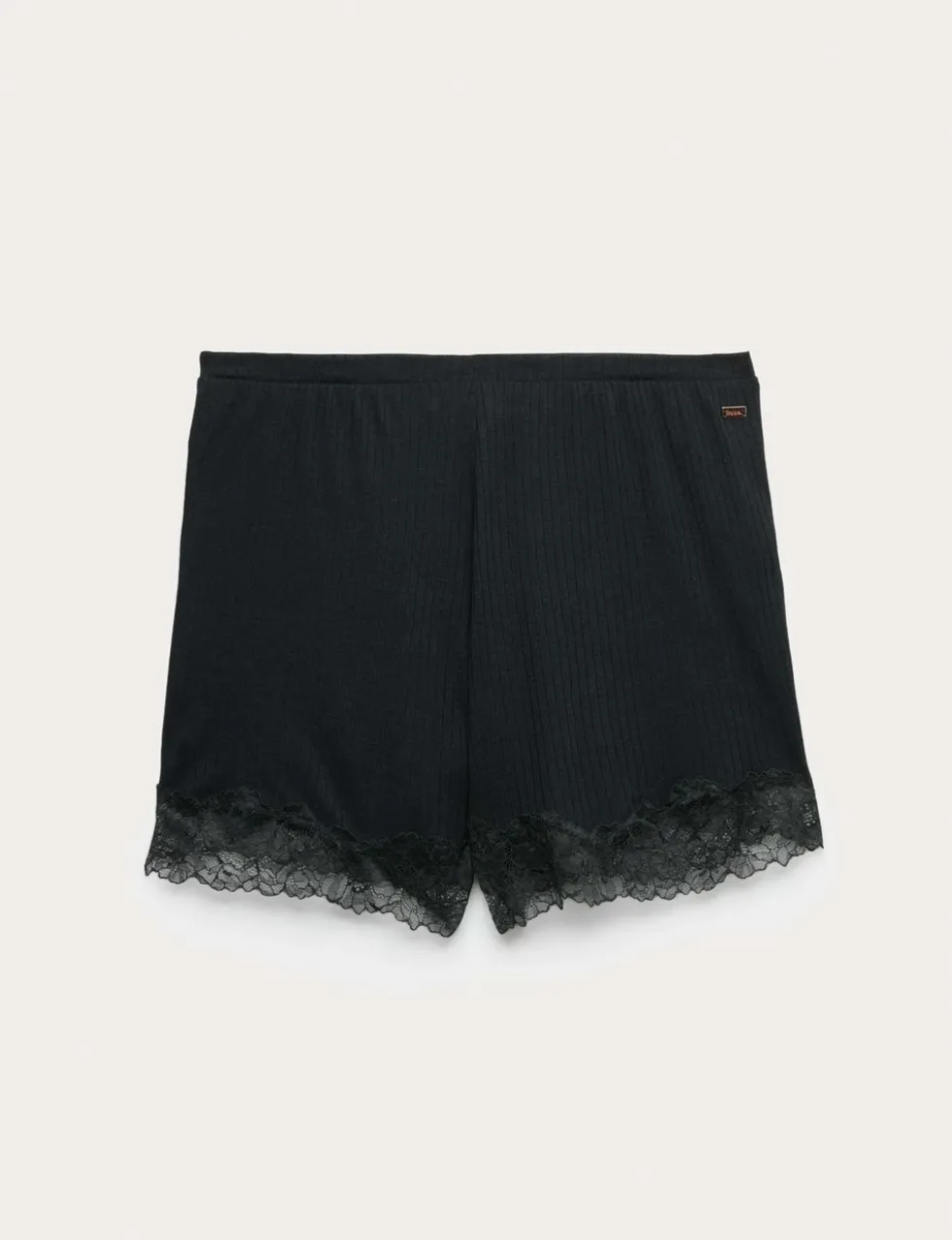 Ribbed Lace Trim Pyjama Shorts with Wool
