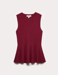 Ribbed Peplum Knitted Vest