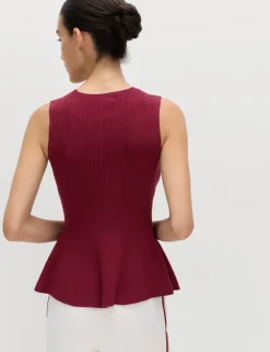 Ribbed Peplum Knitted Vest