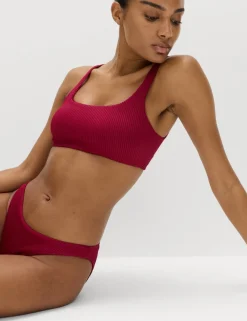 Ribbed Scoop Neck Bikini Top