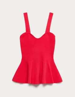 Ribbed Sweetheart Peplum Knitted Vest