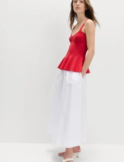 Ribbed Sweetheart Peplum Knitted Vest