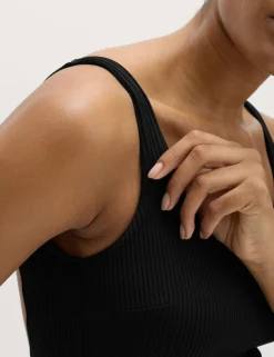 Ribbed Textured Scoop Neck Swimsuit