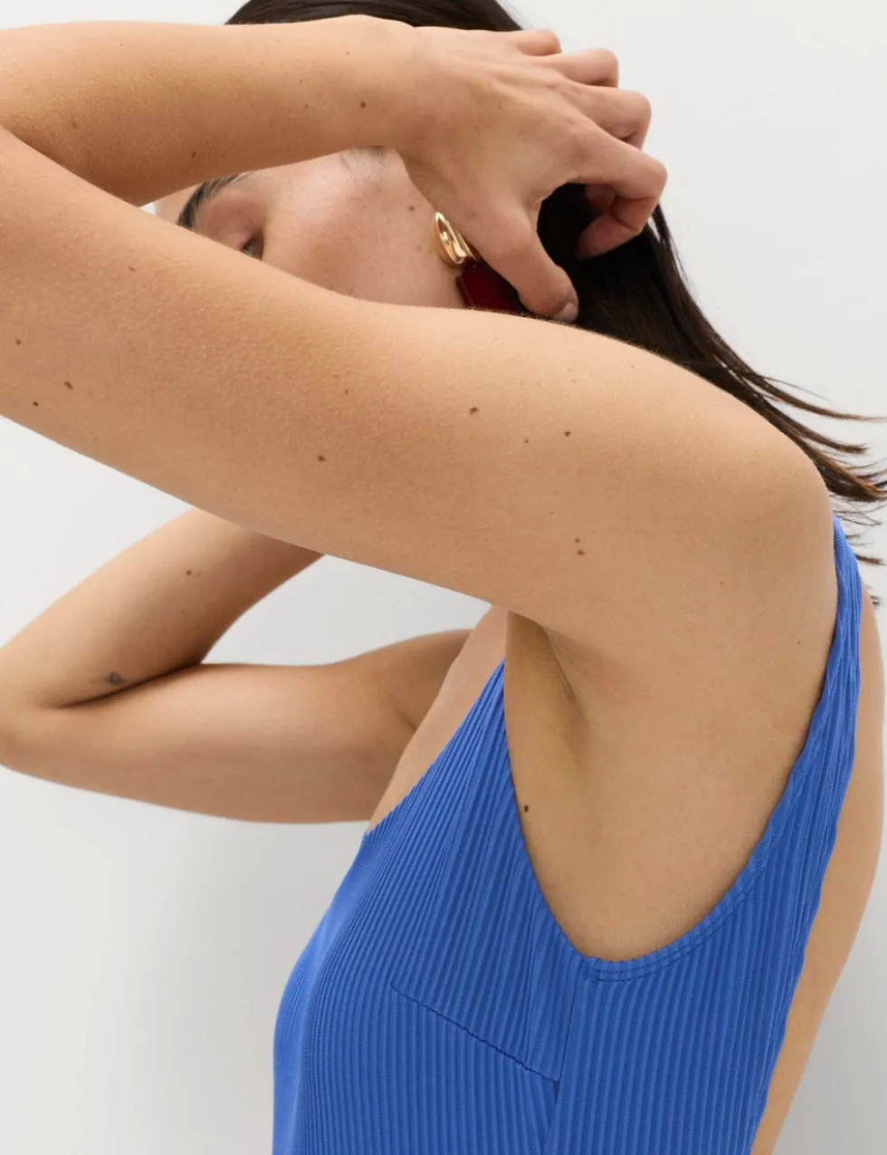 Ribbed Textured Scoop Neck Swimsuit
