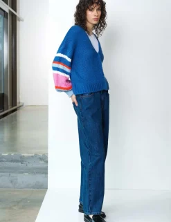 Ribbed V-Neck Cardigan