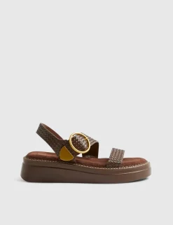 Ring Buckle Slingback Flatform Sandals