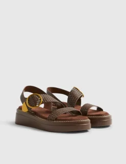 Ring Buckle Slingback Flatform Sandals
