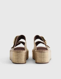 Ring Buckle Strap Wedge Sandals