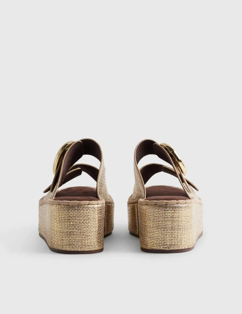 Ring Buckle Strap Wedge Sandals