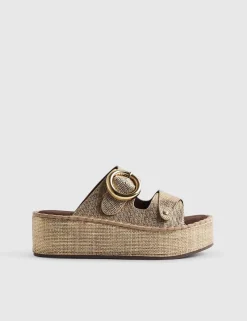 Ring Buckle Strap Wedge Sandals