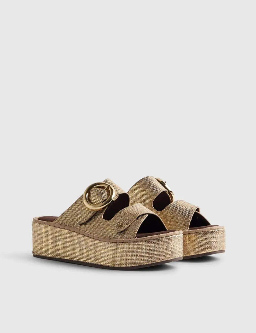 Ring Buckle Strap Wedge Sandals