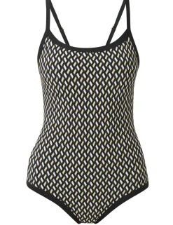 Riviera Geometric Cut Out Scoop Neck Swimsuit