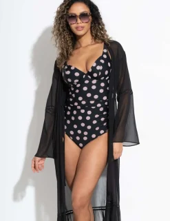 Rosa Cove Polka Dot Wired V-Neck Swimsuit C-G