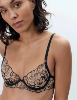 Rosalie Embroidered Wired Plunge Bra (B-DD)