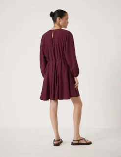 Round Neck Blouson Sleeve Mini Skater Dress
