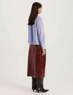 Round Neck Button Through Relaxed Blouse