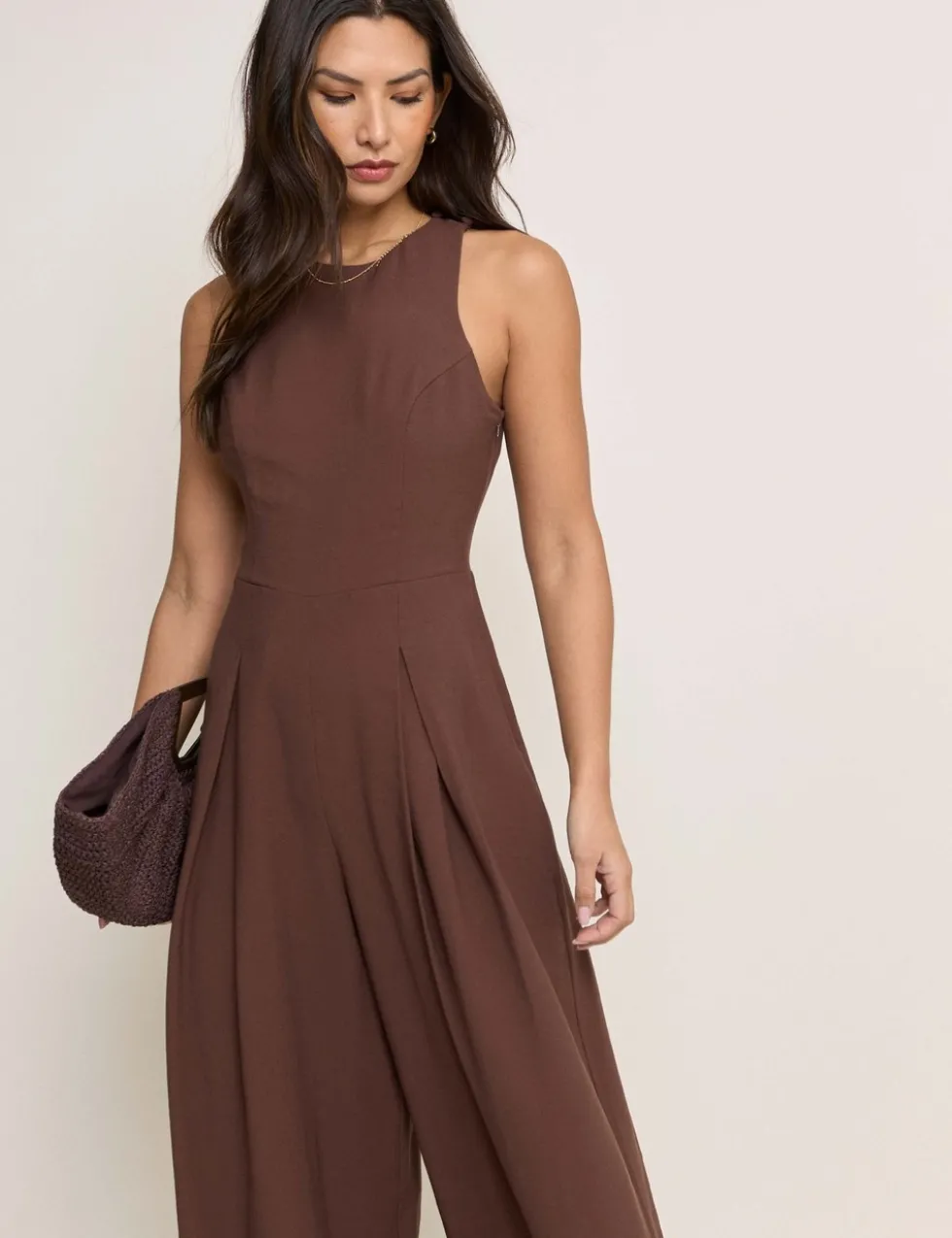 Round Neck Sleeveless Wide Leg Jumpsuit