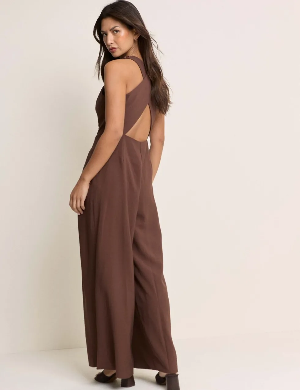 Round Neck Sleeveless Wide Leg Jumpsuit