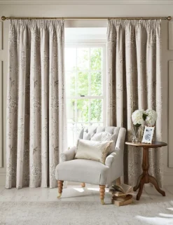 Rowsham Garden Pure Cotton Pencil Pleat Blackout Curtains