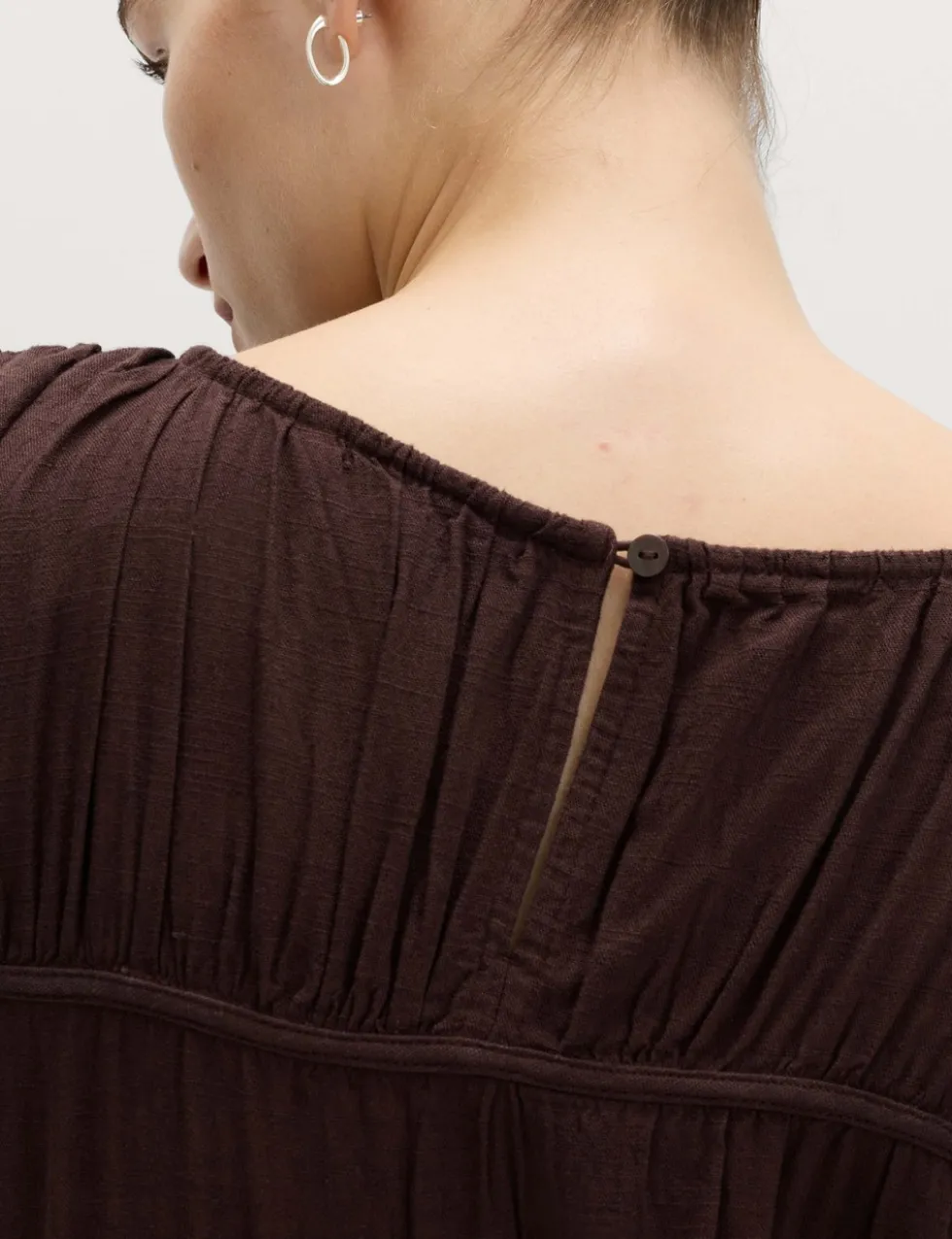 Ruched Maxi Waisted Dress with Linen