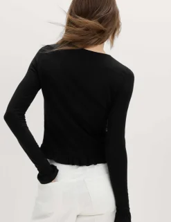 Ruffle Button Through Top