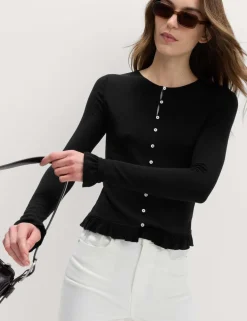 Ruffle Button Through Top