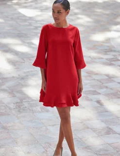Ruffle Hem Shift Dress