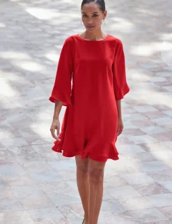 Ruffle Hem Shift Dress