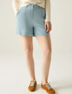 Sabelle Lyocell Blend Pleat Front Shorts