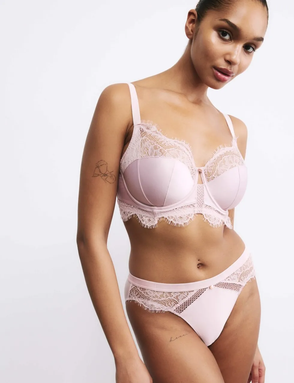 Saffron Satin & Lace Wired Balcony Bra (F-H)