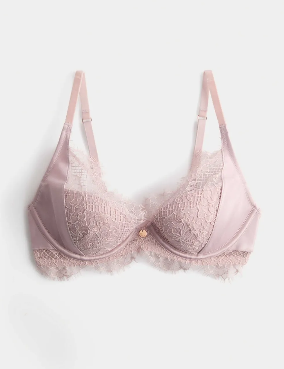 Saffron Satin & Lace Wired Plunge Bra (A-E)