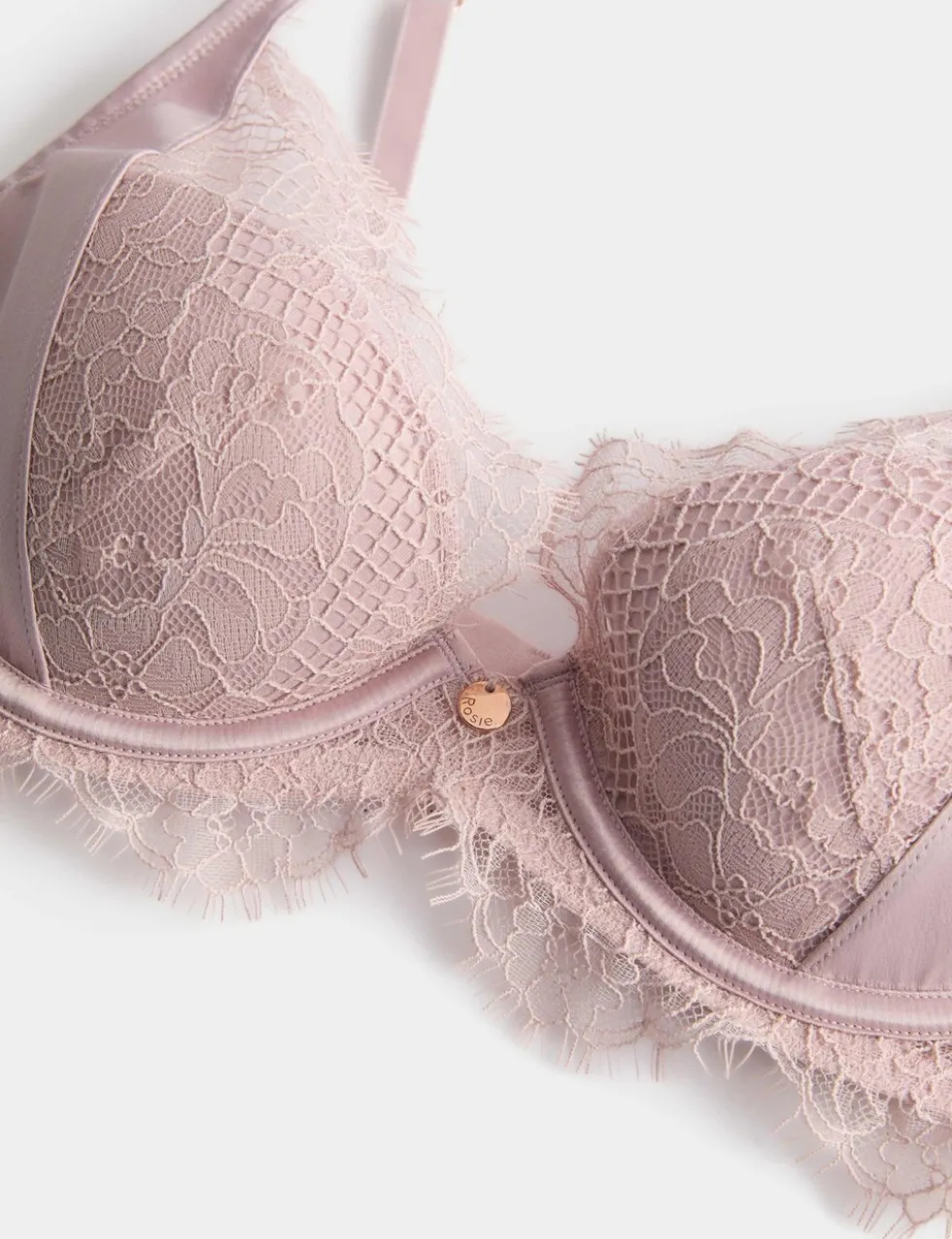 Saffron Satin & Lace Wired Plunge Bra (A-E)
