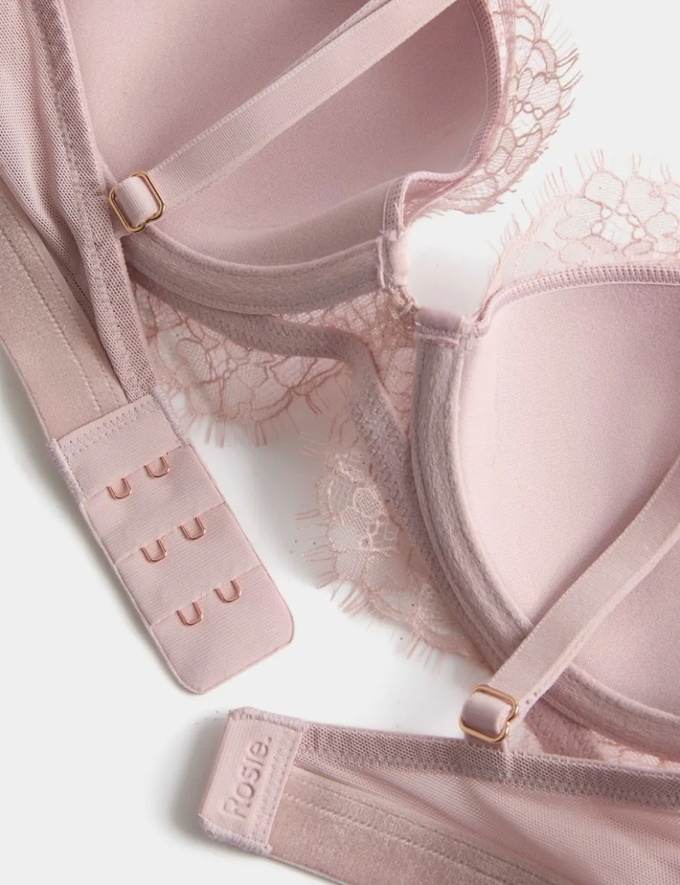 Saffron Satin & Lace Wired Plunge Bra (A-E)