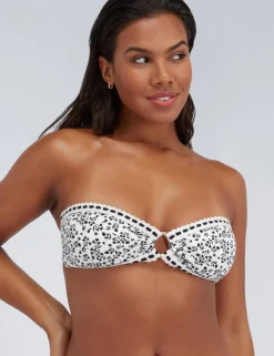 Samoa Floral Lace Trim Bandeau Bikini Top