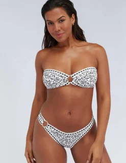 Samoa Floral Lace Trim Bandeau Bikini Top