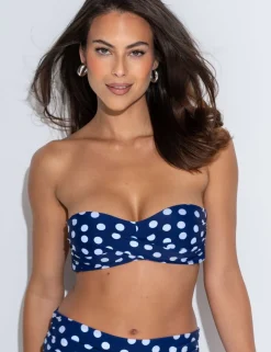 Santa Monica Polka Dot Print Non Wired Strapless Bandeau Top