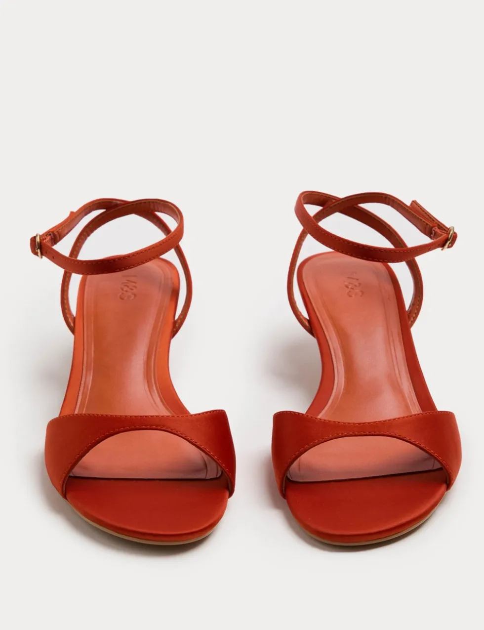 Satin Ankle Strap Kitten Heel Sandals