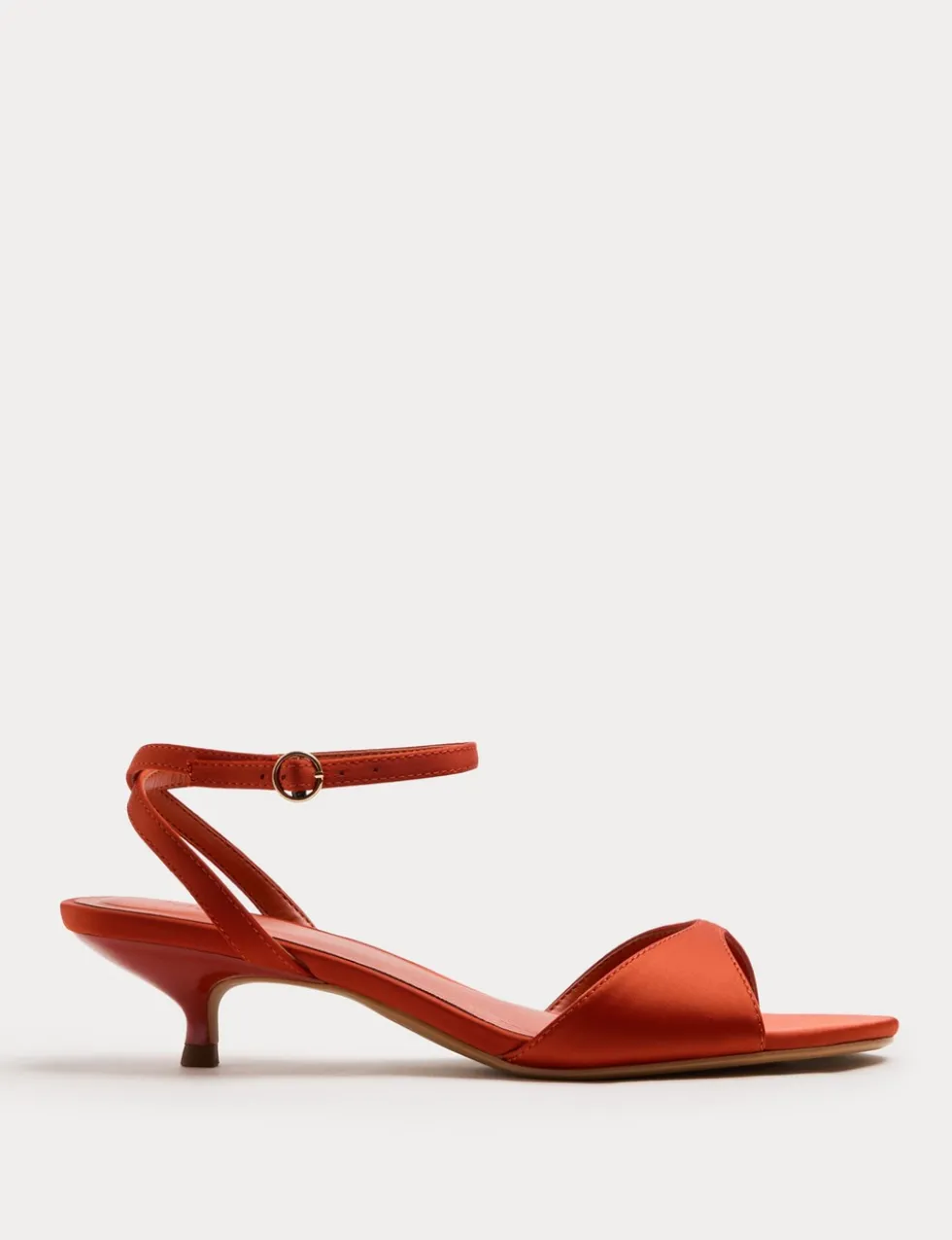 Satin Ankle Strap Kitten Heel Sandals