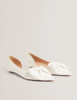 Satin Bow Slip On Flat Pointed Pumps