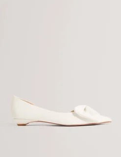 Satin Bow Slip On Flat Pointed Pumps