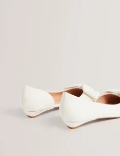 Satin Bow Slip On Flat Pointed Pumps